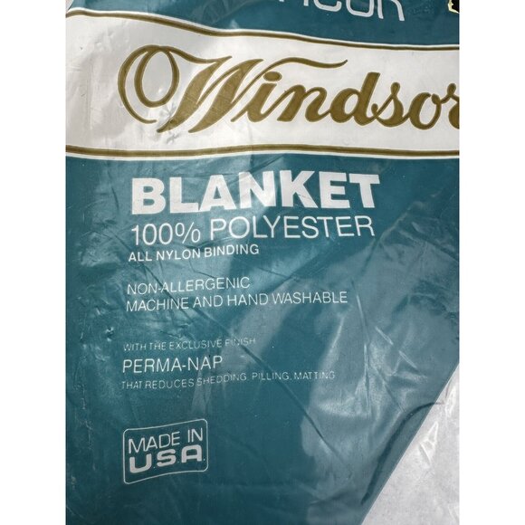 Beacon Windsor Blue FullTwin Perma Nap Blanket 72x90 USA Nylon Binding  NOS - Picture 2 of 6
